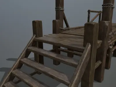 wood bridge Low-poly 3D model
