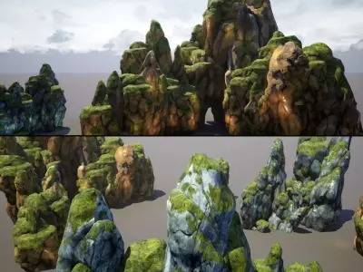 Mountains and Rocks pack - game models Low-poly 3D model