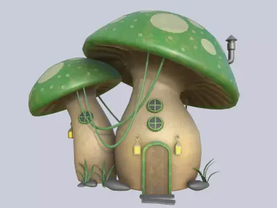 Mushroom house Low-poly 3D model