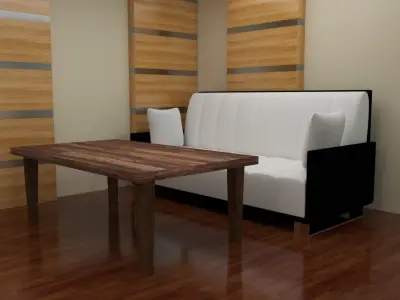 Apartment living room with stairs and dining table 3D model
