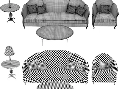 Christopher Guy arrondie sofa coffe table floor lamp armchair 3D model