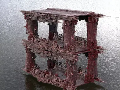 Ancient Sci-fi ruin Bridge 4 3D model
