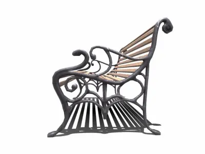 Old Park Bench Low-Poly PBR Low-poly 3D model