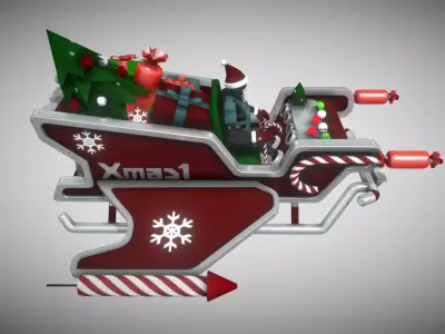 Xmas Robo Santa Sleigh 2023 Low-poly 3D model