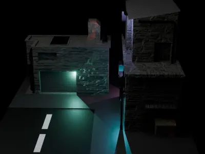 Cyberpunk building Exterior Scene  3D model Low-poly 3D model