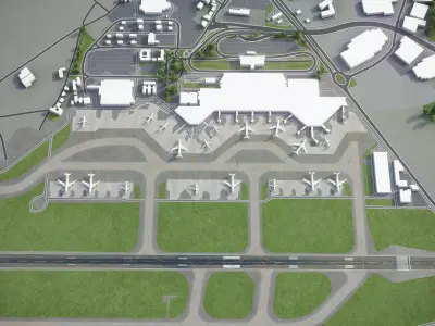 Porto - Francisco Sa Carneiro Airport - OPO Low-poly 3D model