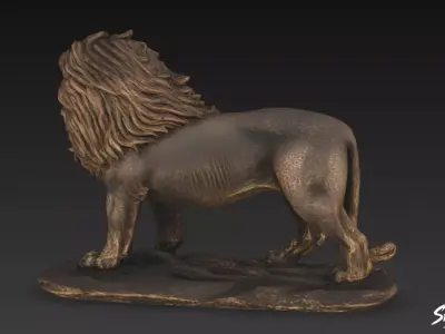Lion Statue V42 Low-poly 3D model