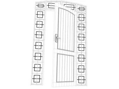 Modern Door With 2 Sidelights Low-poly 3D model