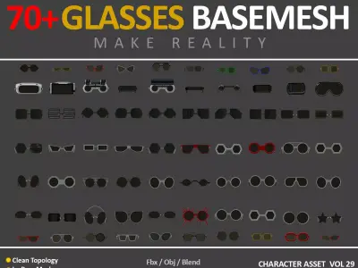 70 BESEMESHES GLASSES PRO PACK VOL 31 Low-poly 3D model