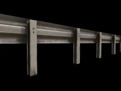 Realistic Road Guardrail Low-poly 3D model