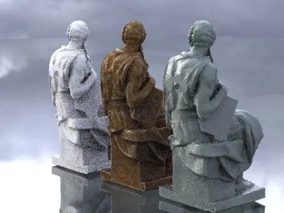 Ancient Greek Temple Statue 3D model