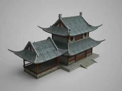 Oriental Ancient Architecture Low-poly 3D model