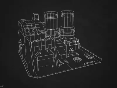 Scifi powerplant Low-poly 3D model