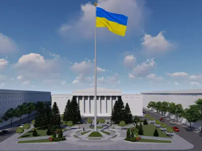 3d model of a flagpole 3D model