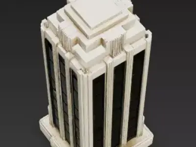 Antique 1930s Art Deco Corporate Tower 3D Model Low-poly 3D model