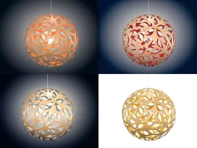 Floral pendant light made of paper 3D model
