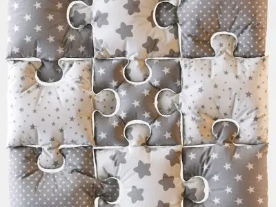 Baby Playmat with Star  Puzzle floor pillows 3D model