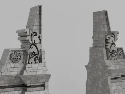 Javanese and Balinese art carved gates Low-poly 3D model