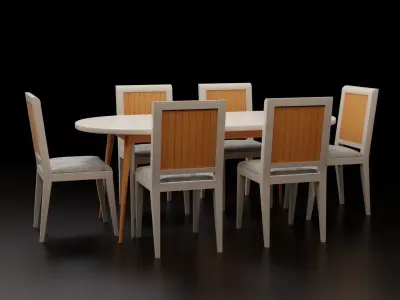 Mid-century Modern Dining Table with 4 Tapered Legs Free 3D model