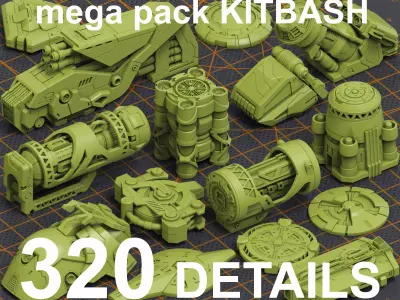 Mega Pack Hard Surface Kitbash 320 DETAILS 3D model