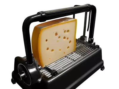 Professional Wire Cheese Slicer with Cheese Low-poly 3D model