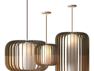 Nordic Wooden Pendant Lamp 3D model
