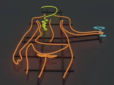 Bikini Martini Neon Sign 3D model