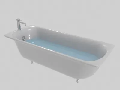 bathtub with feet faucet and drain plugs Low-poly 3D model