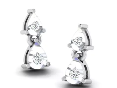 Gold Diamond Women Earring 3D print Model 3D print model 78