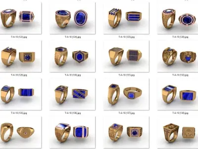 ring 120 pieces drawing 3d rihone drawing ring rings ring 3D print model