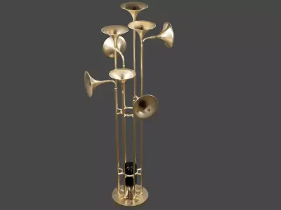 Lambader gold floor lamp with four lamps 3D print model