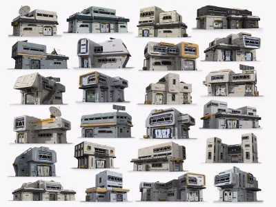 24 Sci-Fi Industrial Collection 3D Model Pack