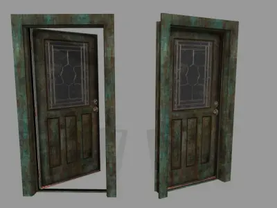 door 1 pair of wooden doors Low-poly 3D model buy