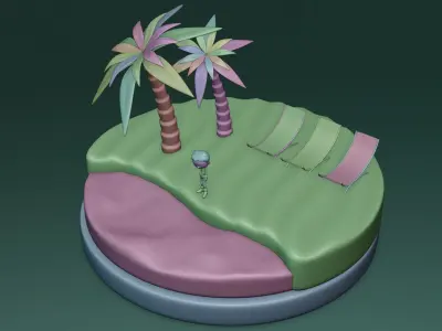 Animata Beautiful Beach Low-poly 3D model