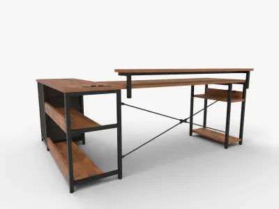 AODK L Shaped Desk with Drawer Computer Desk   3D model