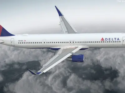  Delta Air Lines Airbus A321 NEO with Interior Rigged for Maya 