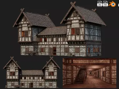 Old Medieval Building House 4K Textures GameReady 67 Low-poly 3D model