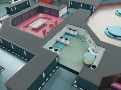 Among Us Map with all Textures and Props Low-poly 3D model