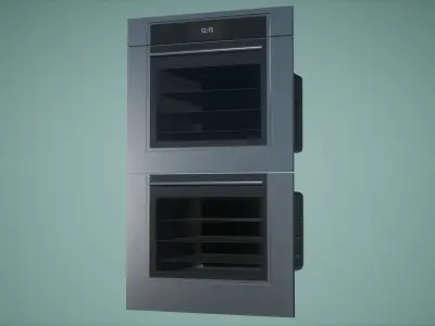 Oven Low Poly Game Ready double with two doors Low-poly 3D model