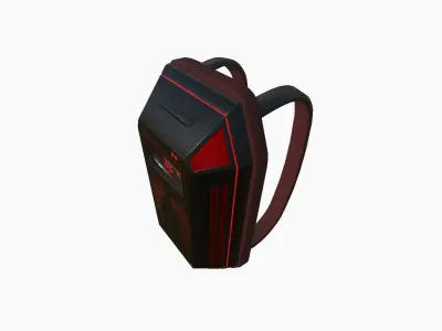 SciFi Backpack E08 Black Red - Fashion Character Design Low-poly 3D model