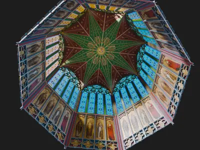 Medieval Church Octogon Top Stained Glass - Top ONLY 3D model