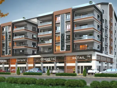 Modern Twin House Exterior 3ds max and vray Scene 3D model