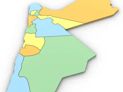 3d Political Map of Jordan 3D model