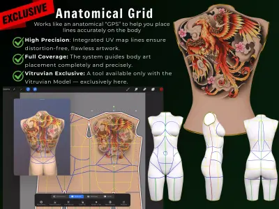 Ultimate 3D Tattoo Model Pack for Procreate   Male Female  Low-poly 3D model