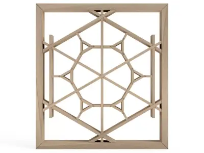 Kurumakikko wooden window frame with geometric design 3D print model