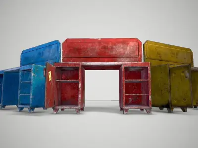 Old Metal Table Low-poly 3D model