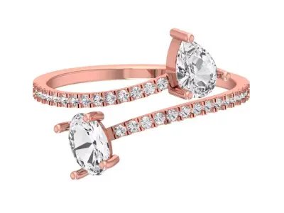 Solitaire Women Light Weight Pear Oval Stone Band Ring 3D print model