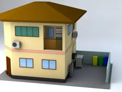 Japanese Suburban Rural House 1 Game Ready Low-poly 3D model