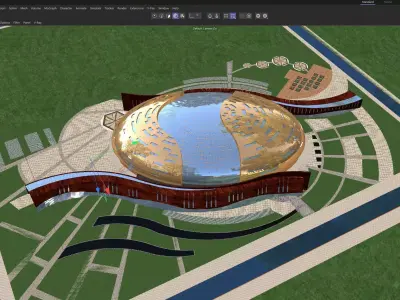 Futuristic Cultural Center with Elliptical Dome 3D model