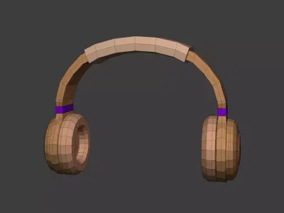 Cartoon Headphones - Headset - Watertight Subdivision Ready Mesh Low-poly 3D model